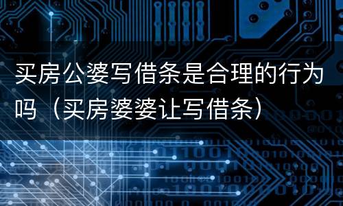 买房公婆写借条是合理的行为吗（买房婆婆让写借条）