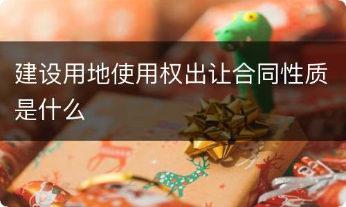 建设用地使用权出让合同性质是什么