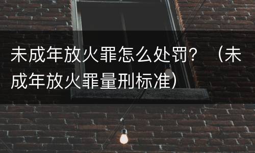 未成年放火罪怎么处罚？（未成年放火罪量刑标准）