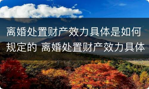 离婚处置财产效力具体是如何规定的 离婚处置财产效力具体是如何规定的条件