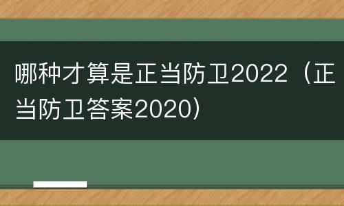 哪种才算是正当防卫2022（正当防卫答案2020）