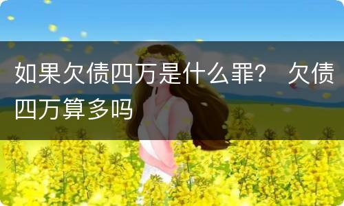 如果欠债四万是什么罪？ 欠债四万算多吗