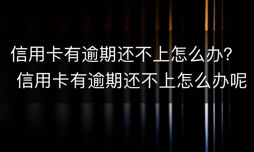信用卡有逾期还不上怎么办？ 信用卡有逾期还不上怎么办呢
