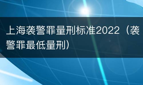 上海袭警罪量刑标准2022（袭警罪最低量刑）