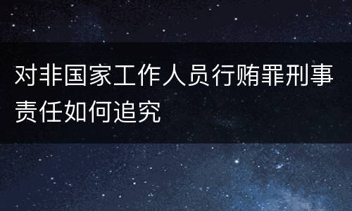 对非国家工作人员行贿罪刑事责任如何追究