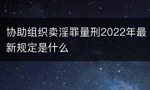 协助组织卖淫罪量刑2022年最新规定是什么