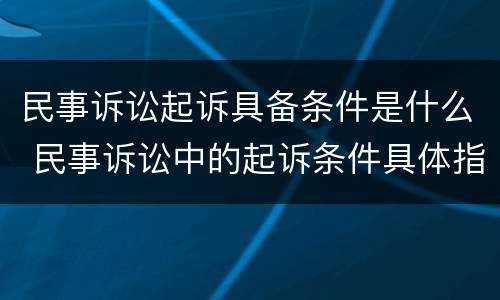 民事诉讼起诉具备条件是什么 民事诉讼中的起诉条件具体指什么