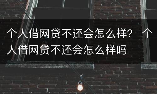 个人借网贷不还会怎么样？ 个人借网贷不还会怎么样吗