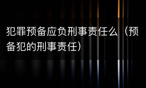 犯罪预备应负刑事责任么（预备犯的刑事责任）