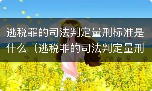 逃税罪的司法判定量刑标准是什么（逃税罪的司法判定量刑标准是什么意思）