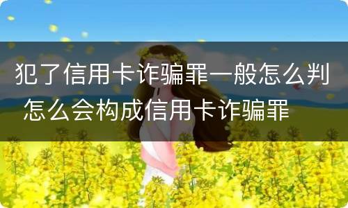 犯了信用卡诈骗罪一般怎么判 怎么会构成信用卡诈骗罪