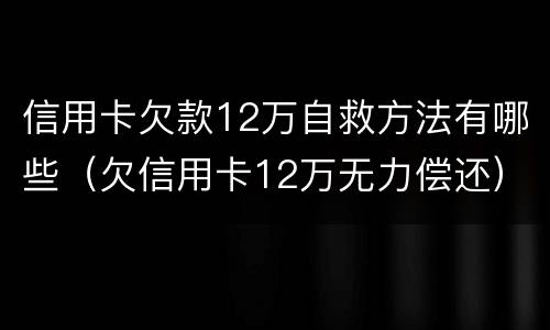 信用卡欠款12万自救方法有哪些（欠信用卡12万无力偿还）