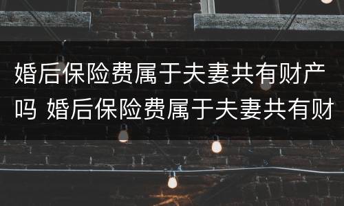 婚后保险费属于夫妻共有财产吗 婚后保险费属于夫妻共有财产吗