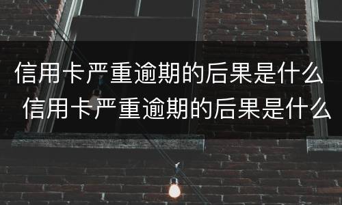 信用卡严重逾期的后果是什么 信用卡严重逾期的后果是什么样的