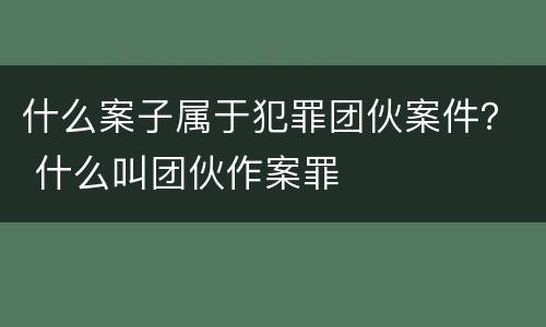 什么案子属于犯罪团伙案件？ 什么叫团伙作案罪