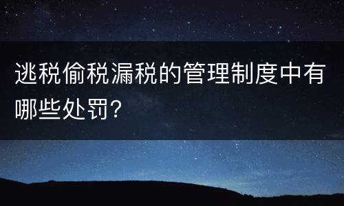 逃税偷税漏税的管理制度中有哪些处罚？