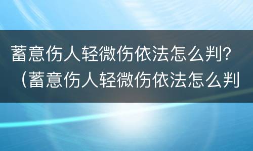 蓄意伤人轻微伤依法怎么判？（蓄意伤人轻微伤依法怎么判定）