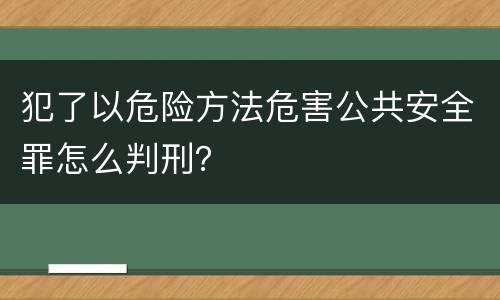 犯了以危险方法危害公共安全罪怎么判刑？
