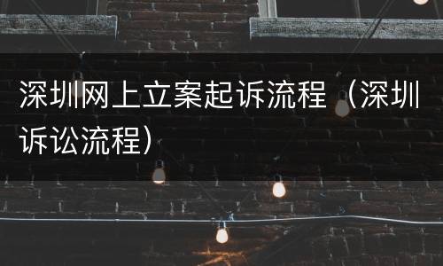 深圳网上立案起诉流程（深圳诉讼流程）