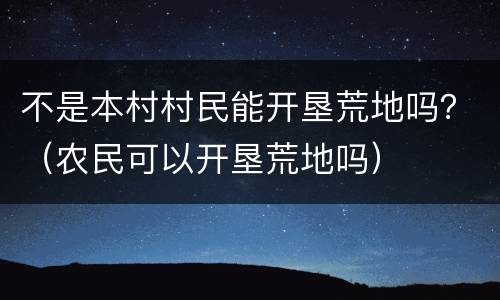 不是本村村民能开垦荒地吗？（农民可以开垦荒地吗）
