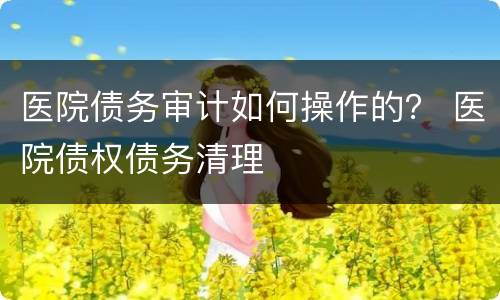 医院债务审计如何操作的？ 医院债权债务清理