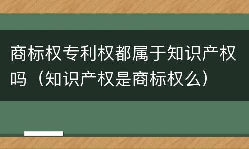 商标权专利权都属于知识产权吗（知识产权是商标权么）