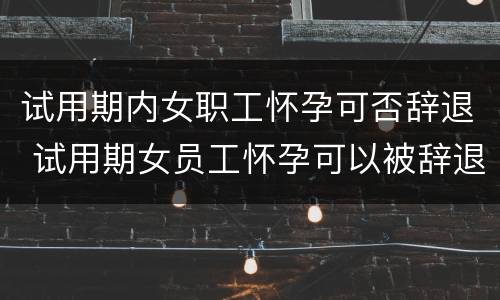 试用期内女职工怀孕可否辞退 试用期女员工怀孕可以被辞退吗