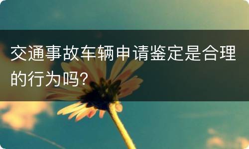 交通事故车辆申请鉴定是合理的行为吗？