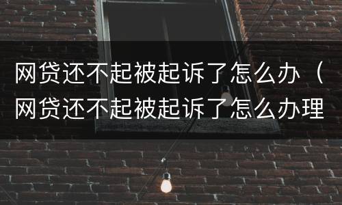 网贷还不起被起诉了怎么办（网贷还不起被起诉了怎么办理）