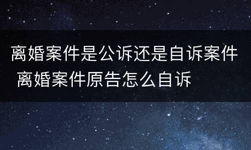 离婚案件是公诉还是自诉案件 离婚案件原告怎么自诉