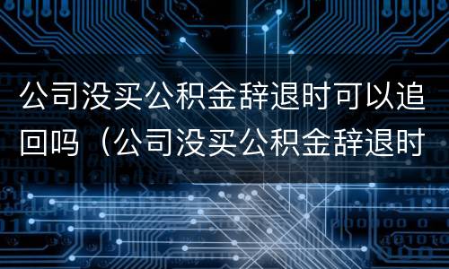 公司没买公积金辞退时可以追回吗（公司没买公积金辞退时可以追回吗怎么办）