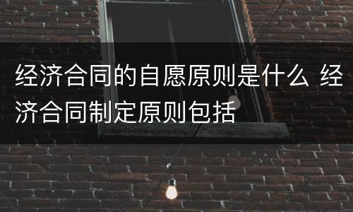 经济合同的自愿原则是什么 经济合同制定原则包括