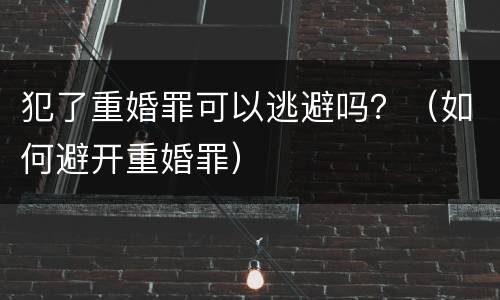 犯了重婚罪可以逃避吗？（如何避开重婚罪）