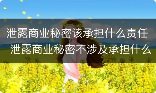 泄露商业秘密该承担什么责任 泄露商业秘密不涉及承担什么责任