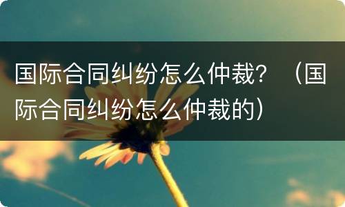 国际合同纠纷怎么仲裁？（国际合同纠纷怎么仲裁的）