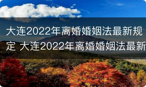 大连2022年离婚婚姻法最新规定 大连2022年离婚婚姻法最新规定是什么