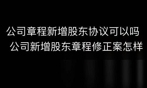 公司章程新增股东协议可以吗 公司新增股东章程修正案怎样写