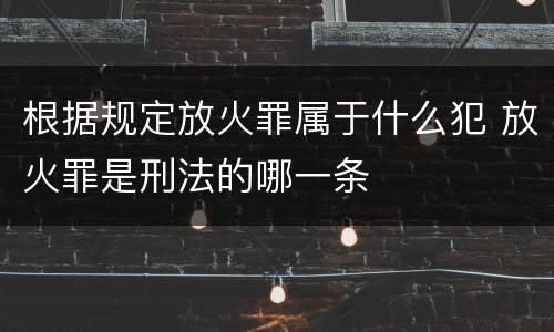 根据规定放火罪属于什么犯 放火罪是刑法的哪一条