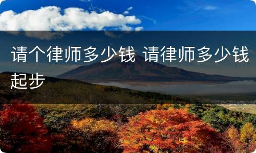 请个律师多少钱 请律师多少钱起步