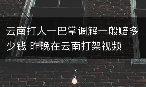 云南打人一巴掌调解一般赔多少钱 昨晚在云南打架视频