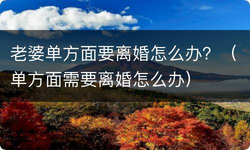 老婆单方面要离婚怎么办？（单方面需要离婚怎么办）