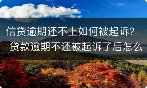 信贷逾期还不上如何被起诉？ 贷款逾期不还被起诉了后怎么样