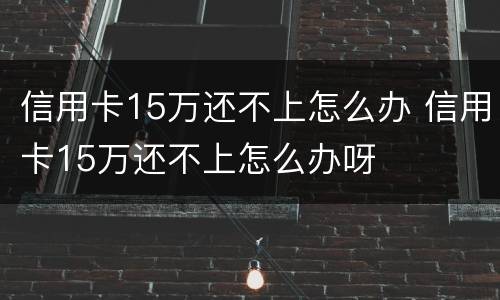 信用卡15万还不上怎么办 信用卡15万还不上怎么办呀
