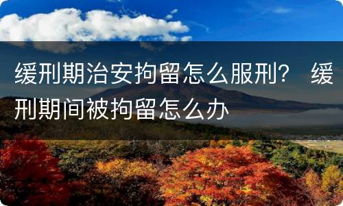 缓刑期治安拘留怎么服刑？ 缓刑期间被拘留怎么办