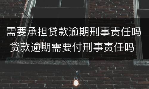 需要承担贷款逾期刑事责任吗 贷款逾期需要付刑事责任吗
