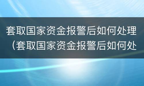 套取国家资金报警后如何处理（套取国家资金报警后如何处理案件）