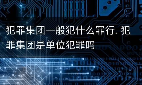 犯罪集团一般犯什么罪行. 犯罪集团是单位犯罪吗