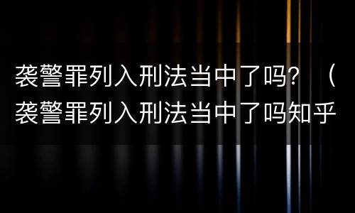 袭警罪列入刑法当中了吗？（袭警罪列入刑法当中了吗知乎）