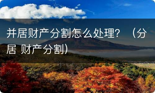 并居财产分割怎么处理？（分居 财产分割）