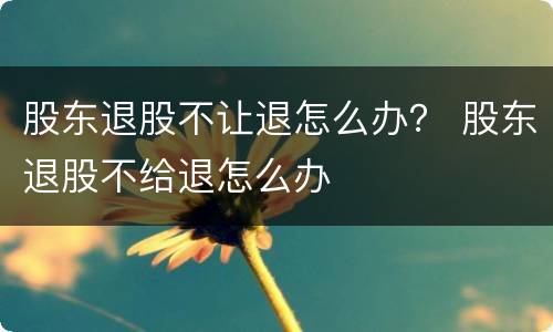 股东退股不让退怎么办？ 股东退股不给退怎么办